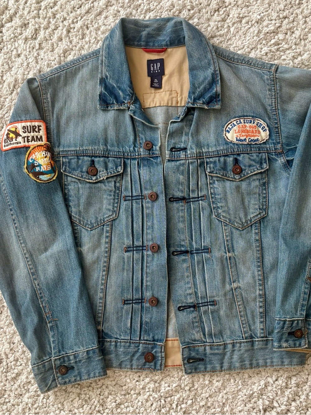 GAP Light Blue Denim Trucker Jacket with Surf Patches